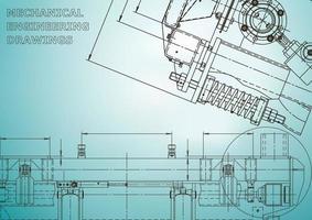 Plano. Ilustración de ingeniería vectorial. portada, volante, pancarta, fondo. dibujos de fabricación de instrumentos. dibujo de ingeniería mecánica. ilustraciones técnicas vector