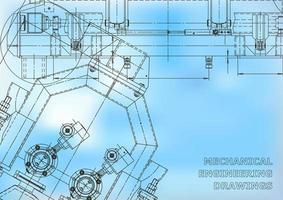 Blueprint. Vector engineering illustration. Cover, flyer, banner, background. Instrument-making drawings. Mechanical engineering drawing. Technical illustrations