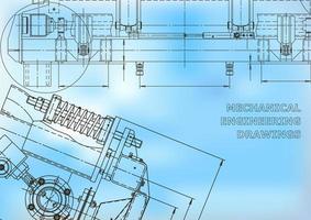 Blueprint. Vector engineering illustration. Cover, flyer, banner, background. Instrument-making drawings. Mechanical engineering drawing. Technical illustrations