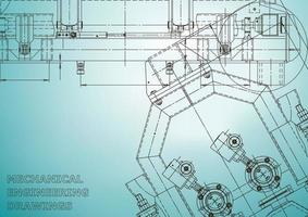 Blueprint. Vector engineering illustration. Cover, flyer, banner, background. Instrument-making drawings. Mechanical engineering drawing. Technical illustrations