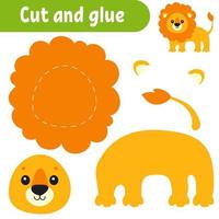 Cut and glue. Game for kids. Education developing worksheet. Cartoon character. Color activity page. Hand drawn. Isolated vector illustration.