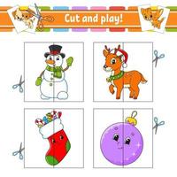 Cut and play. Flash cards. Color puzzle. Education developing worksheet. Activity page. Game for children. Funny character. Isolated vector illustration. cartoon style.