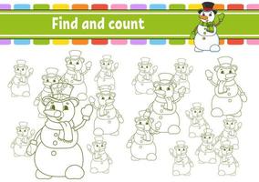 Find and count. Education developing worksheet. Activity page. Puzzle game for children. Logical thinking training. Isolated vector illustration. cartoon character.