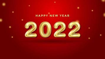 Feliz año nuevo 2022 plantilla de fondo. Ilustración de vector de vacaciones de números de globo 3d 2022. fondo minimalista de números de globo de helio de oro 2022