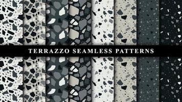 Set of terrazzo seamless patterns. Terrazzo floor pattern. Terrazzo seamless pattern. Collection of terrazzo pattern vector