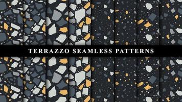 Set of terrazzo seamless patterns. Terrazzo floor pattern. Terrazzo seamless pattern. Collection of terrazzo pattern vector