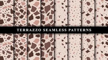 Set of terrazzo seamless patterns. Terrazzo floor pattern. Terrazzo seamless pattern. Collection of terrazzo pattern vector