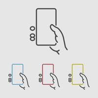 Mobile phone on hand line icon vector