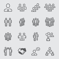 Business team and Leadership line icons vector