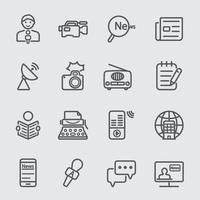 News reporter line icons vector