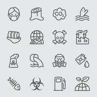 Pollution line icons vector