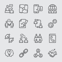 Business cooperation line icons vector