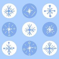 un conjunto de iconos para decorar historias en redes sociales sobre un tema invernal. colección de copos de nieve de vector