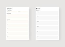 Project and goal planner template. Set of planner and to do list. Modern planner template set. Vector illustration.