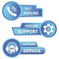 botones de ayuda y soporte de la línea directa. soporte técnico en línea. Ilustración del concepto de asistencia, centro de llamadas, servicio de ayuda virtual. concepto de consulta. asistente en línea vector