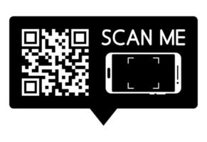 Template scan me Qr code for smartphone. QR code for mobile app, payment and phone. Viewfinder, grid, focus, button.  Vector