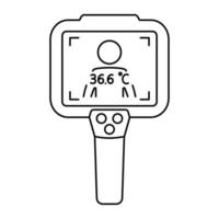 Thermal camera. Body temperature checks by infrared thermographic camera. Thermal Imaging Systems. Scan people's temperature. Detection of coronavirus. Measurement of fever. Vector