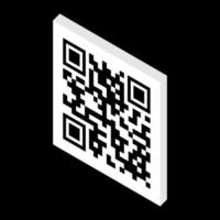 código qr isométrico aislado sobre fondo negro. El código QR se puede utilizar para la venta, el pago, el pago y otros fines. vector