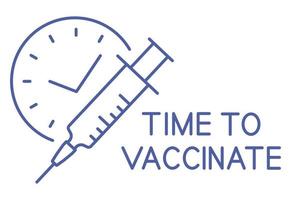 Syringe with timer. Vaccination schedule line icon. Time to vaccinate. Immunization concept. Health care and protection. Stop pandemic coronavirus. Antiviral medical concept vector