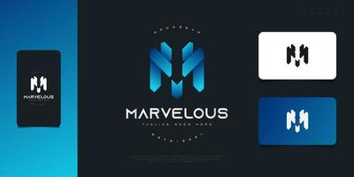 Abstract and Modern Letter M Logo Design in Blue Gradient. M Monogram Logo, Icon or Symbol. MY or YM Initial Logo vector