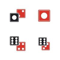 Dices sign icon. Casino game symbol. Flat dice icon. Round button with flat game icon Vector