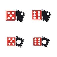 Dices sign icon. Casino game symbol. Flat dice icon. Round button with flat game icon Vector