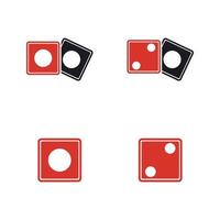 Dices sign icon. Casino game symbol. Flat dice icon. Round button with flat game icon Vector