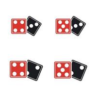 icono de signo de dados. símbolo del juego de casino. icono de dados planos. botón redondo con vector de icono de juego plano