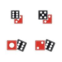 Dices sign icon. Casino game symbol. Flat dice icon. Round button with flat game icon Vector