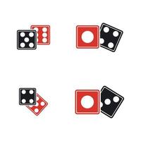 Dices sign icon. Casino game symbol. Flat dice icon. Round button with flat game icon Vector