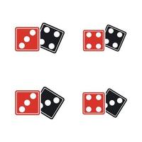 Dices sign icon. Casino game symbol. Flat dice icon. Round button with flat game icon Vector