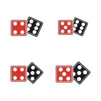 Dices sign icon. Casino game symbol. Flat dice icon. Round button with flat game icon Vector