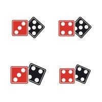 Dices sign icon. Casino game symbol. Flat dice icon. Round button with flat game icon Vector