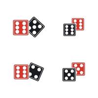 Dices sign icon. Casino game symbol. Flat dice icon. Round button with flat game icon Vector