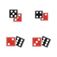 Dices sign icon. Casino game symbol. Flat dice icon. Round button with flat game icon Vector