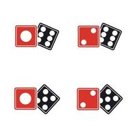 icono de signo de dados. símbolo del juego de casino. icono de dados planos. botón redondo con vector de icono de juego plano