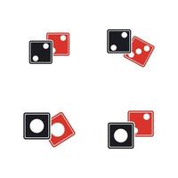 Dices sign icon. Casino game symbol. Flat dice icon. Round button with flat game icon Vector