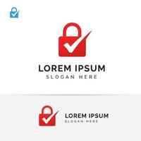 security tech logo template with check mark designs vector