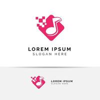 pixel music logo design template. music icon symbol design vector