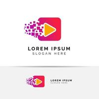 pixel play media logo design template. play icon symbol design vector