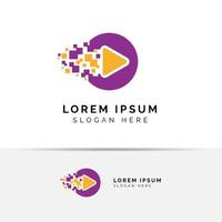 pixel play media logo design template. play icon symbol design vector