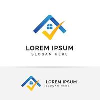 Home Logo Template with check mark. Logo for real estate agency. check home icon symbol designs vector