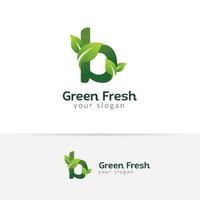 Eco green letter B logo design template. Green alphabet vector designs with green and fresh leaf illustration.