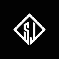 SL logo monogram with square rotate style design template vector