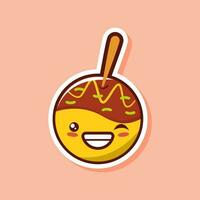 Cute takoyaki sticker vector