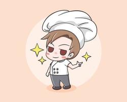 Cute chef boy cartoon character vector