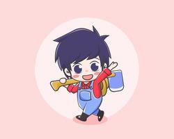 Cute farmer boy cartoon character vector