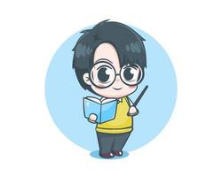 Cute teacher cartoon character vector