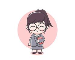 Cute teacher girl cartoon character vector