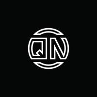Monograma del logotipo de qn con plantilla de diseño redondeado de círculo de espacio negativo vector